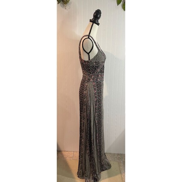 Pull & Bear Womens Floral Maxi Dress Black & Pink Viscose Size M - Picture 3 of 14